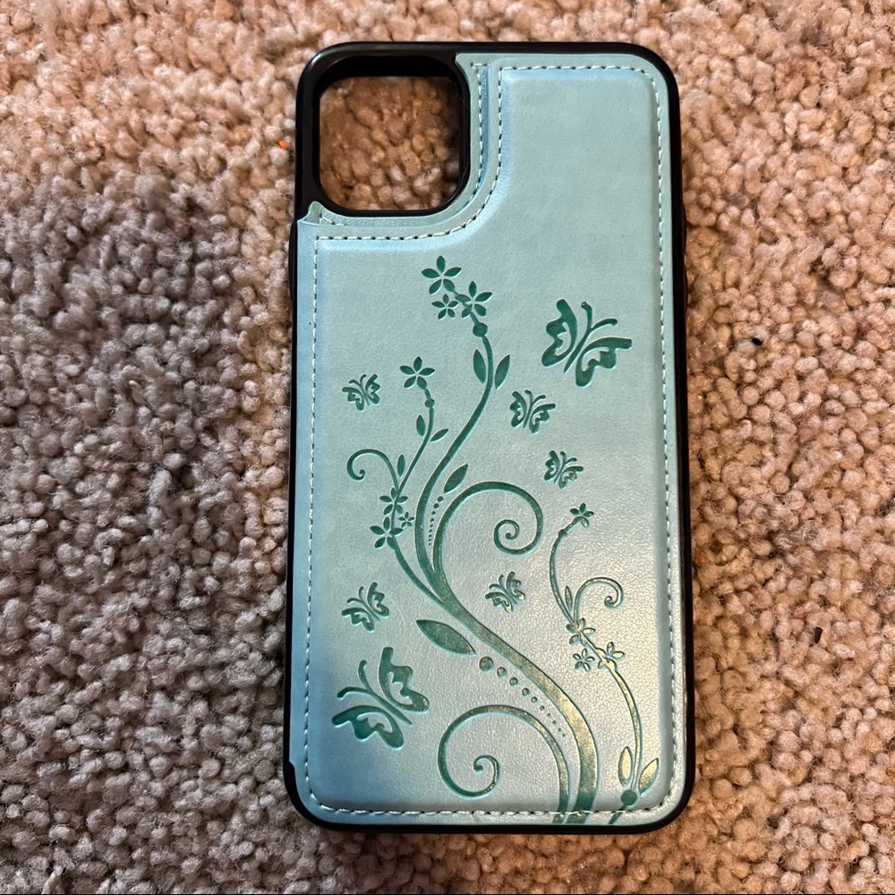 blue butterfly wallet iphone 11 pro max case